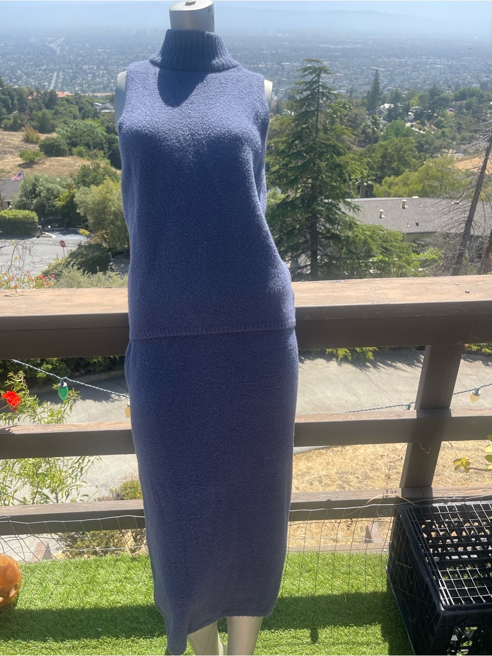 Express Sleeveless Turtleneck Knit 2 piece Midi Dress - Blue nwt